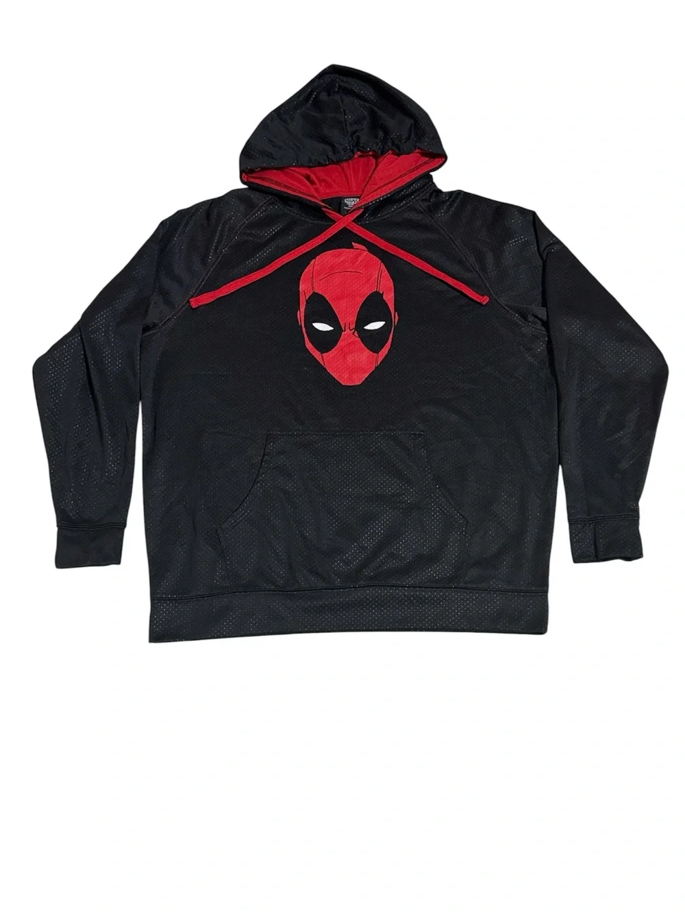 Marvel Men's XL Deadpool Long Sleeved Pull-over Hoodie Black Red Polyester